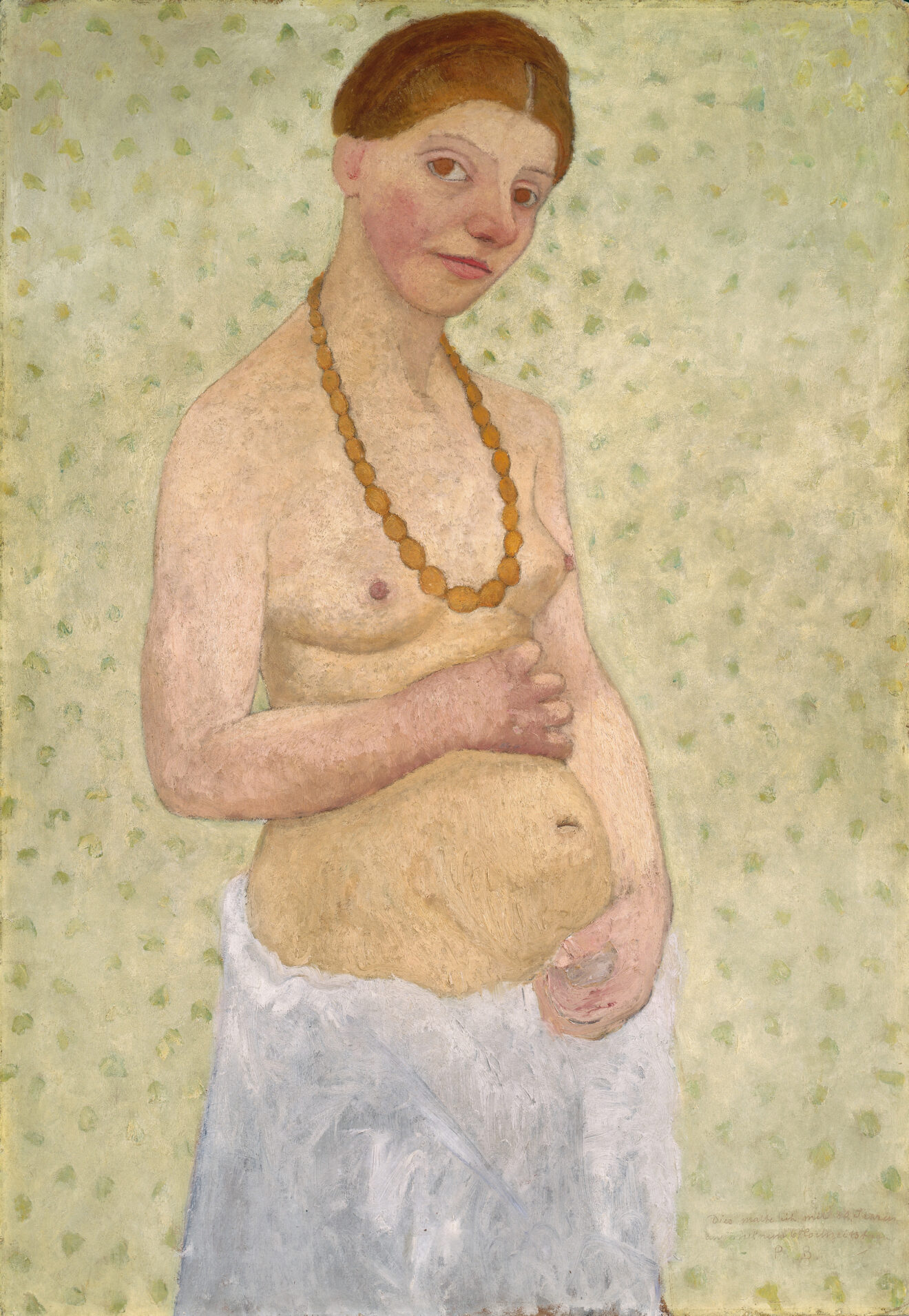 Paula Modersohn-Becker, Selvportræt på den 6. bryllupsdag, 25.5.1906, Pap, Museen Böttcherstrasse,