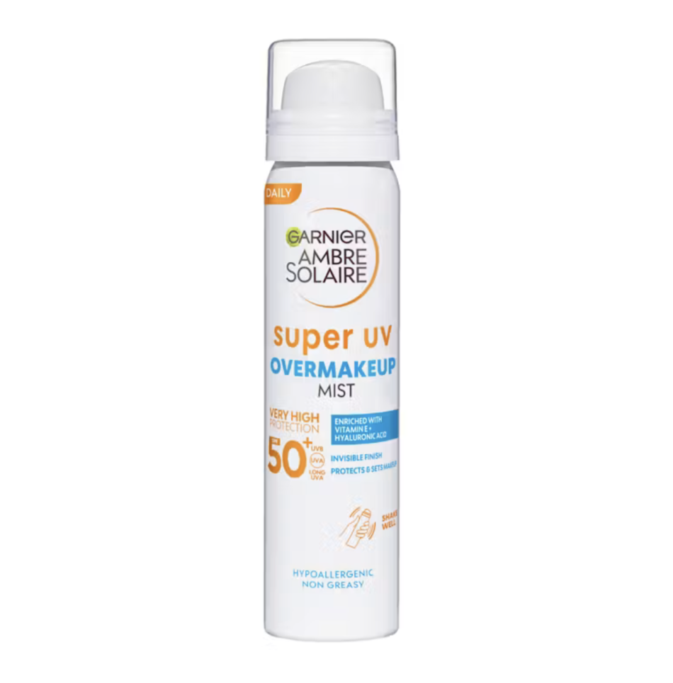Bedste solcreme mist til ansigtet: Ambre Solaire Over Makeup Mist SPF 50+ – Garnier