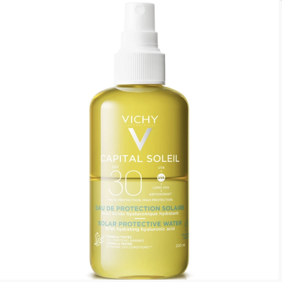 Bedste lette spray: Capital Soleil Hydrating Protective Water SPF 30 – Vichy