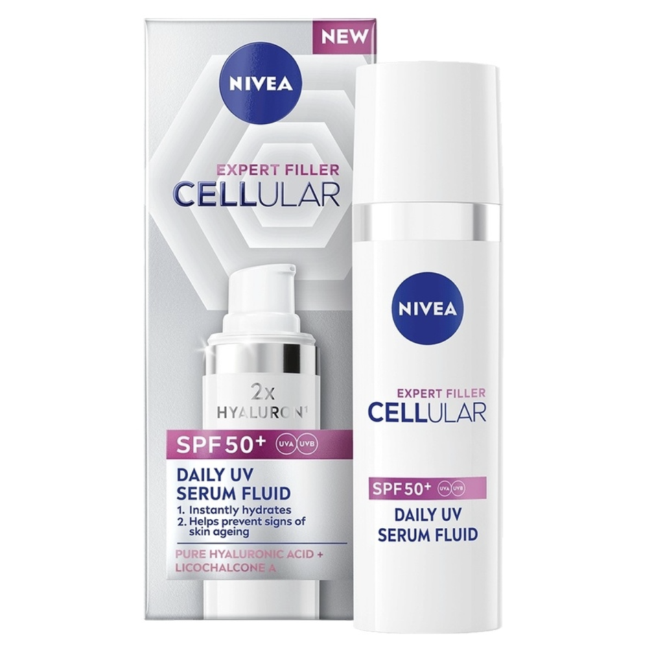 Bedste fugtgivende ansigtscreme fra supermarkedet: Cellular Expert Filler Daily UV Serum Fluid SPF50+ – NIVEA