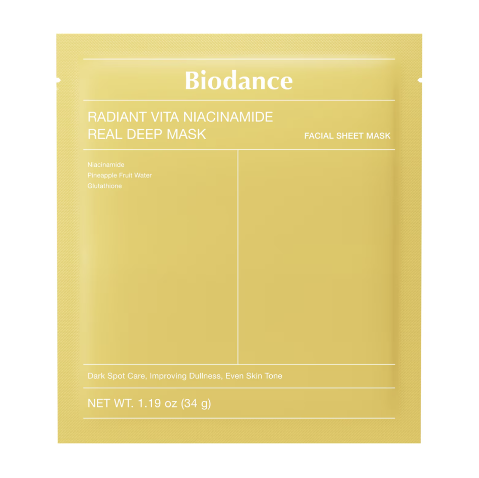 Bedste til glød: Radiant Vita Niacinamide Real Deep Mask – Biodance