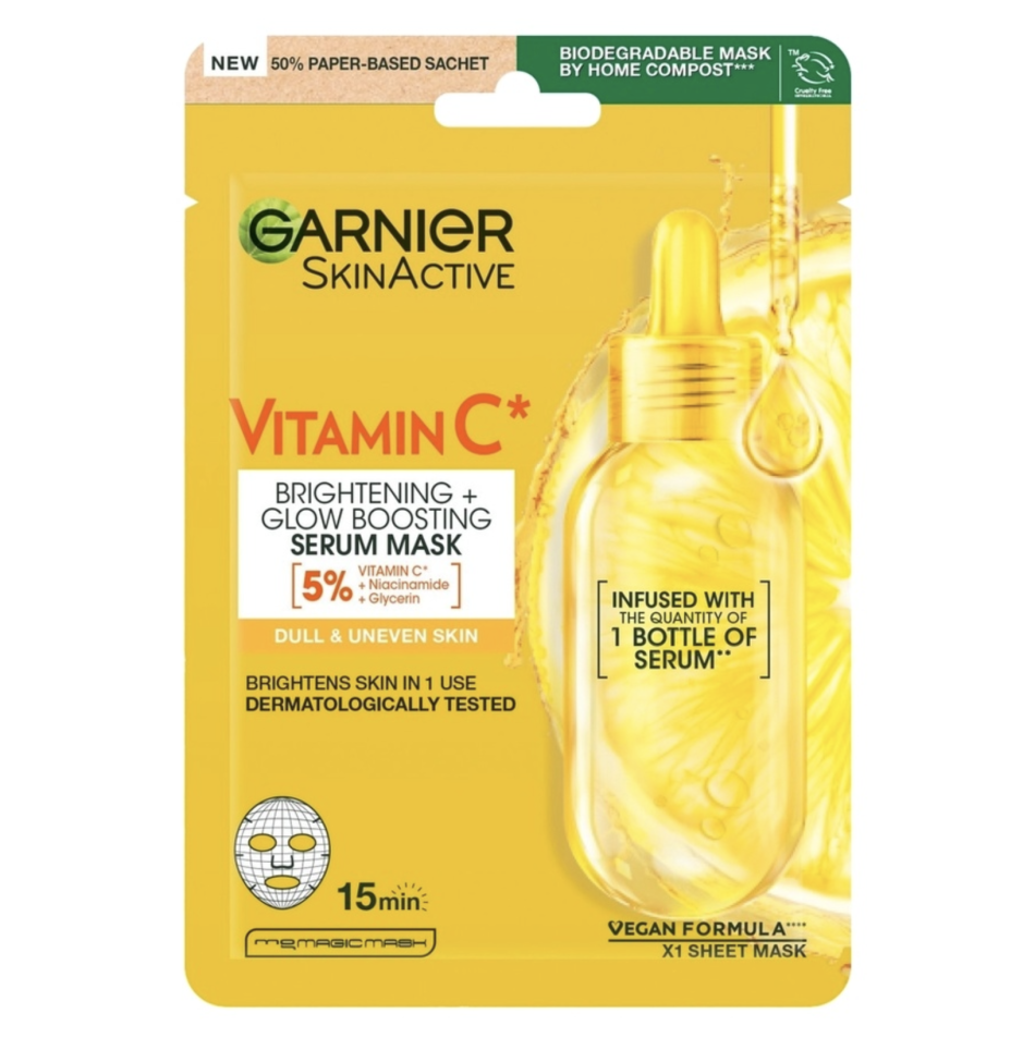 Bedste sheet mask med vitamin C: SkinActive Vitamin C Sheet Mask – Garnier