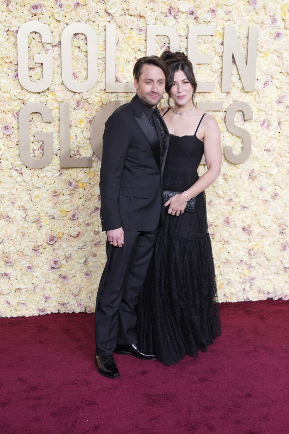 epa11063829 Kieran Culkin and Jazz Charton arrive for the 81st annual Golden Globe Awards ceremony at the Beverly Hilton Hotel in Beverly Hills, California, USA, 07 January 2024. Artists in various film and television categories are awarded Golden Globes by the Hollywood Foreign Press Association. EPA/ALLISON DINNER